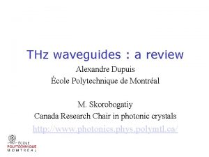 THz waveguides a review Alexandre Dupuis cole Polytechnique