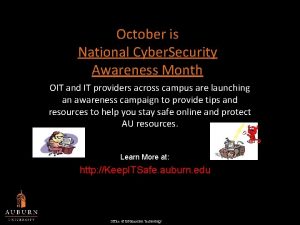 October is National Cyber Security Awareness Month OIT