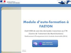 Module dautoformation FAETON Outil WEB de suivi des