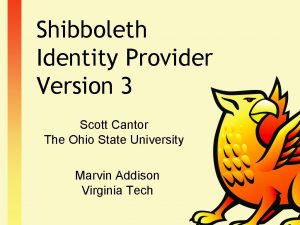 Shibboleth Identity Provider Version 3 Scott Cantor The
