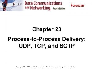 Chapter 23 ProcesstoProcess Delivery UDP TCP and SCTP