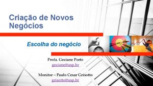 Criao de Novos Negcios Escolha do negcio Profa