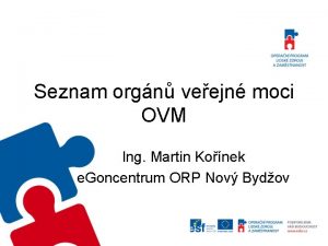 Seznam orgn veejn moci OVM Ing Martin Konek