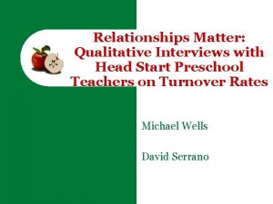 Relationships Matter Qualitative Interviews with Head Start Preschool