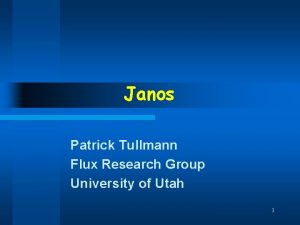 Janos Patrick Tullmann Flux Research Group University of