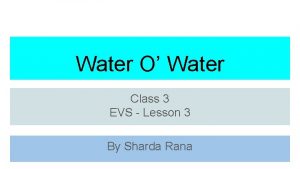 Water O Water Class 3 EVS Lesson 3
