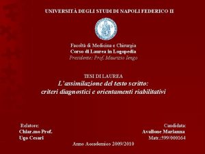UNIVERSIT DEGLI STUDI DI NAPOLI FEDERICO II Facolt