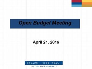 Open Budget Meeting April 21 2016 Budget Calendar