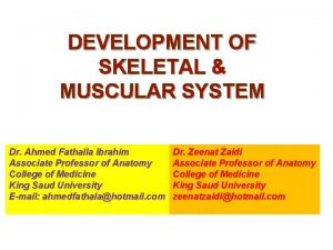 DEVELOPMENT OF SKELETAL MUSCULAR SYSTEM Dr Ahmed Fathalla