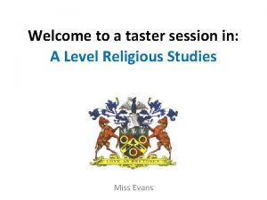 Welcome to a taster session in A Level