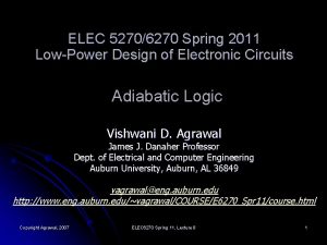 ELEC 52706270 Spring 2011 LowPower Design of Electronic