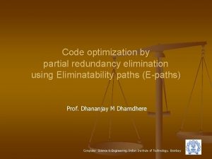 Code optimization by partial redundancy elimination using Eliminatability