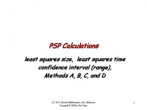 PSP Calculations least squares size least squares time