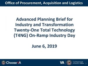 Office of Procurement Acquisition and Logistics Advanced Planning