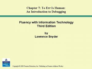 Chapter 7 To Err Is Human An Introduction