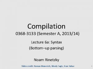 Compilation 0368 3133 Semester A 201314 Lecture 6