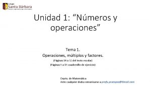 Unidad 1 Nmeros y operaciones Tema 1 Operaciones