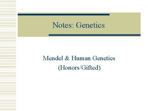 Notes Genetics Mendel Human Genetics HonorsGifted Genetics Heredity
