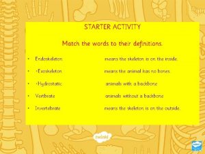 STARTER ACTIVITY Match the words to their definitions