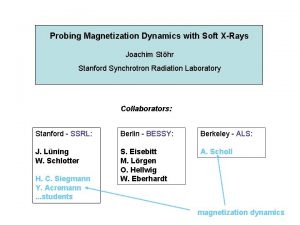Probing Magnetization Dynamics with Soft XRays Joachim Sthr
