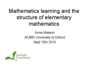 Mathematics learning and the structure of elementary mathematics