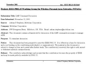 November 2001 doc IEEE 802 15 01516 r