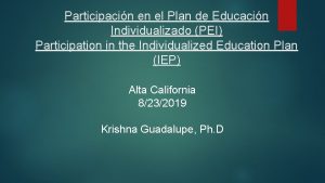 Participacin en el Plan de Educacin Individualizado PEI