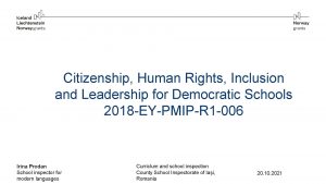 Citizenship Human Rights Inclusion and Leadership for Democratic