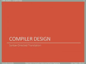 COMP 4426421 Compiler Design 1 Click to edit COMP 4426421 Compiler Design 1 Click to edit