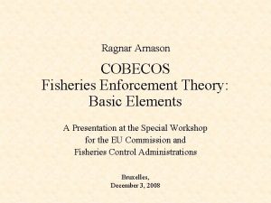 Ragnar Arnason COBECOS Fisheries Enforcement Theory Basic Elements