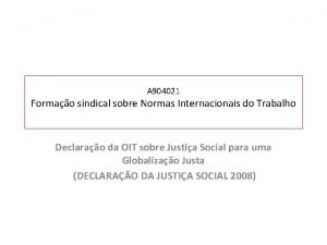 A 904021 Formao sindical sobre Normas Internacionais do