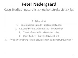 Peter Nedergaard Case Studies i naturalistisk og konstruktivistisk