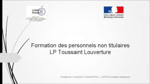 Formation des personnels non titulaires LP Toussaint Louverture