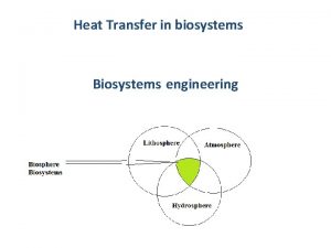 Heat Transfer in biosystems Biosystems engineering Biosystems engineering