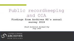 Public recordkeeping and OIA Findings from Archives NZs