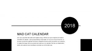 2018 MAD CAT CALENDAR 2017 was a year