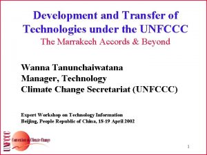 Development and Transfer of Technologies under the UNFCCC