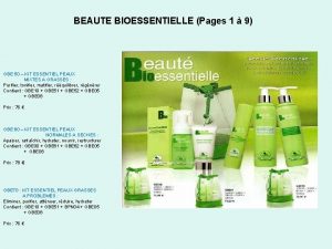 BEAUTE BIOESSENTIELLE Pages 1 9 GBE 50 KIT