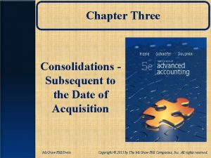 Chapter Three Consolidations Subsequent to the Date of