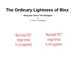 The Ordinary Lightness of Binx Being and Time