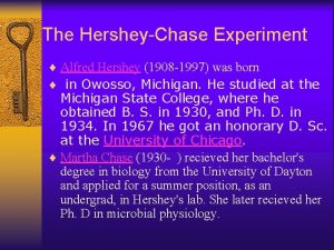 The HersheyChase Experiment Alfred Hershey 1908 1997 was