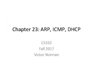 Chapter 23 ARP ICMP DHCP CS 332 Fall