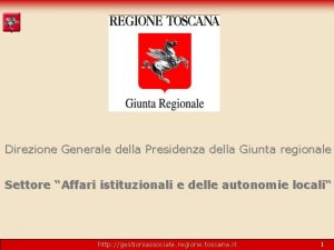 Direzione Generale della Presidenza della Giunta regionale Settore