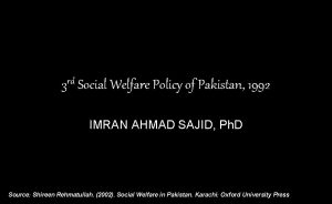 3 rd Social Welfare Policy of Pakistan 1992