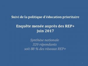 Suivi de la politique dducation prioritaire Enqute mene