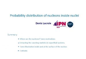 Probability distribution of nucleons inside nuclei Denis Lacroix