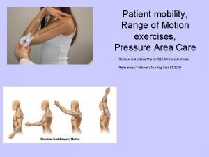 Patient mobility Range of Motion exercises Pressure Area