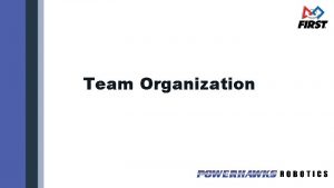 Team Organization Agenda Introduction Team Organization and Structure