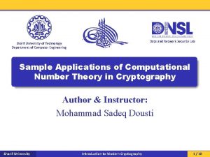 Data and Network Security Lab Sharif University of
