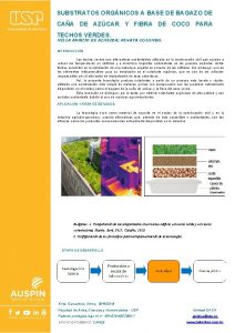 SUBSTRATOS ORGNICOS A BASE DE BAGAZO DE CAA